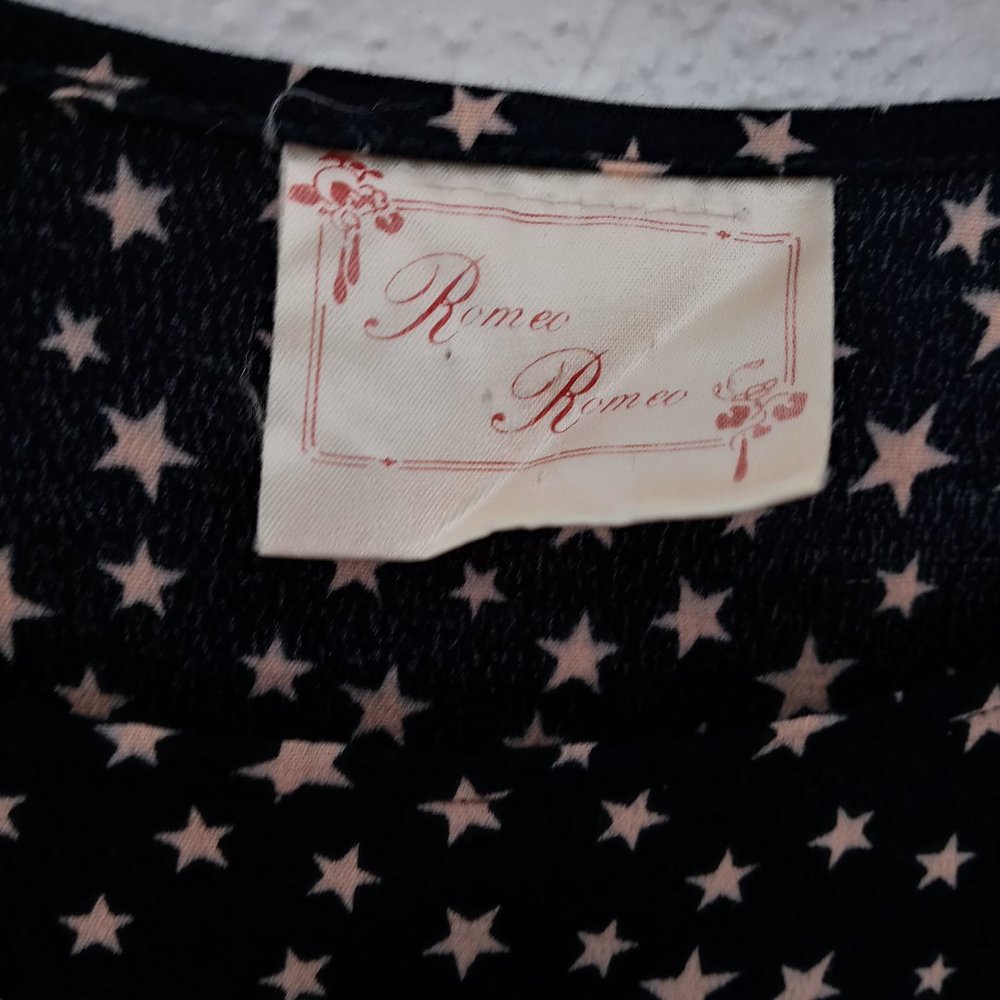 Vintage Romeo Star Moon Print Celestial Witchy Goth Boho Black Tiered Maxi Dress - Picture 11 of 14